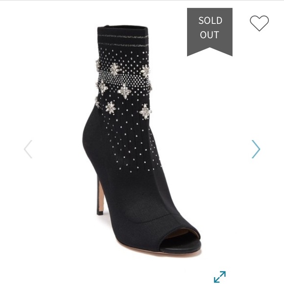 Badgley Mischka Vivi peep toe sock bootie